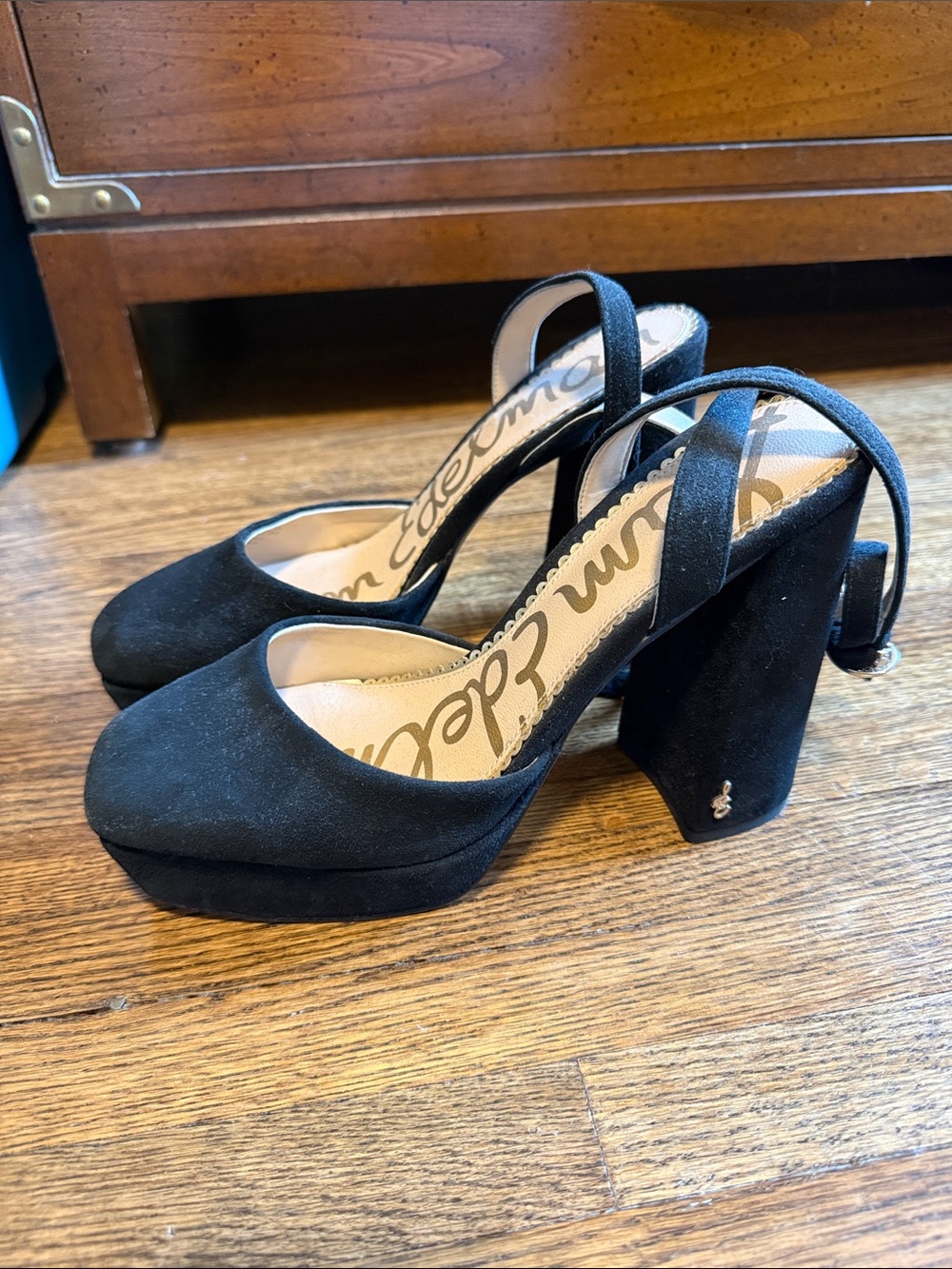 Sam Edelman Black Suede Platform Slingback Pumps
